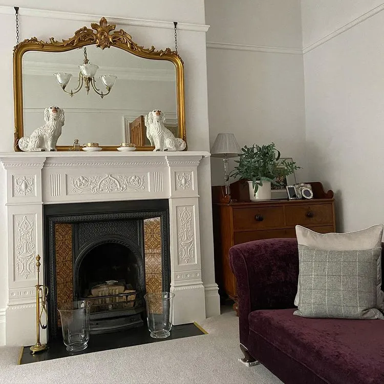 Victoirian huse fireplace interior Farrow and Ball Wevet