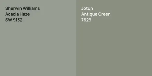 SW 9132 Acacia Haze vs 7629 Antique Green