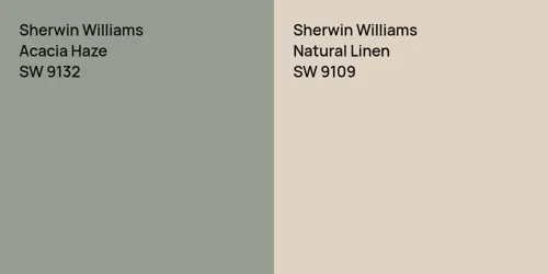 SW 9132 Acacia Haze vs SW 9109 Natural Linen