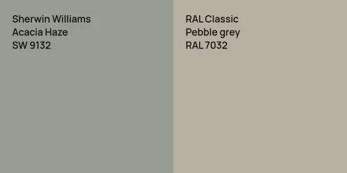 SW 9132 Acacia Haze vs RAL 7032  Pebble grey