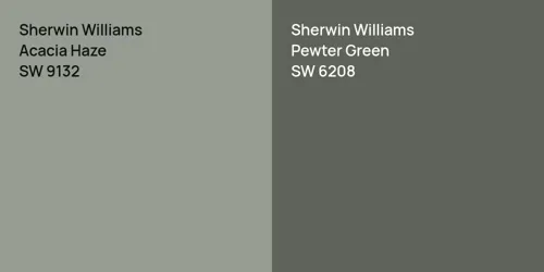 SW 9132 Acacia Haze vs SW 6208 Pewter Green