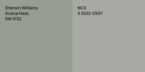 SW 9132 Acacia Haze vs S 3502-G50Y 