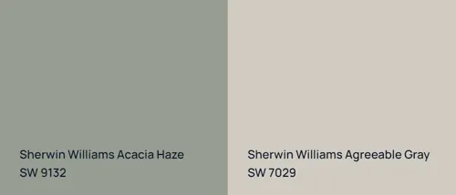 SW 9132 Acacia Haze vs SW 7029 Agreeable Gray