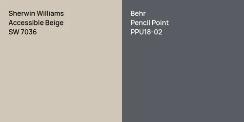 SW 7036 Accessible Beige vs PPU18-02 Pencil Point