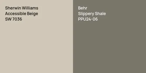 SW 7036 Accessible Beige vs PPU24-06 Slippery Shale