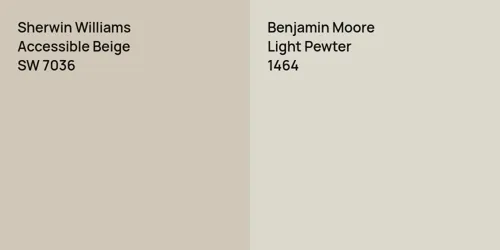 SW 7036 Accessible Beige vs 1464 Light Pewter