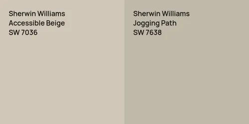 SW 7036 Accessible Beige vs SW 7638 Jogging Path