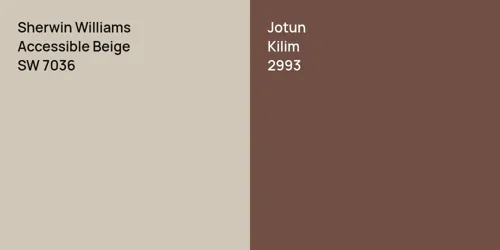 SW 7036 Accessible Beige vs 2993 Kilim