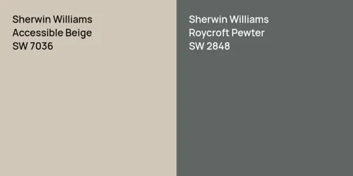 SW 7036 Accessible Beige vs SW 2848 Roycroft Pewter