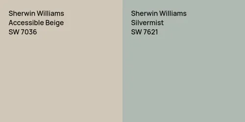 SW 7036 Accessible Beige vs SW 7621 Silvermist