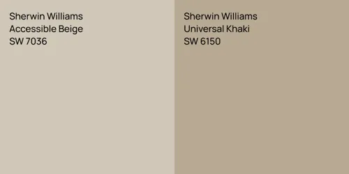 SW 7036 Accessible Beige vs SW 6150 Universal Khaki