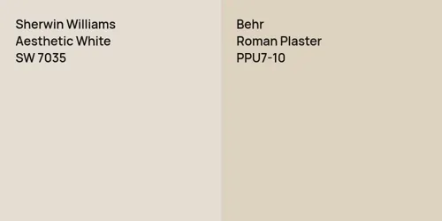 SW 7035 Aesthetic White vs PPU7-10 Roman Plaster