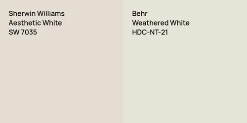 SW 7035 Aesthetic White vs HDC-NT-21 Weathered White