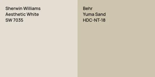 SW 7035 Aesthetic White vs HDC-NT-18 Yuma Sand