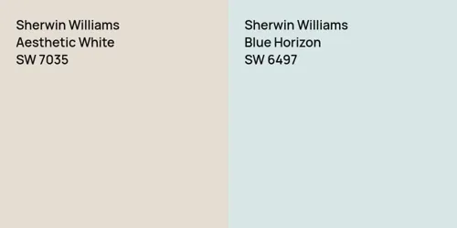 SW 7035 Aesthetic White vs SW 6497 Blue Horizon