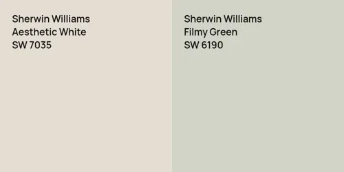 SW 7035 Aesthetic White vs SW 6190 Filmy Green