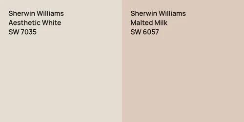 SW 7035 Aesthetic White vs SW 6057 Malted Milk