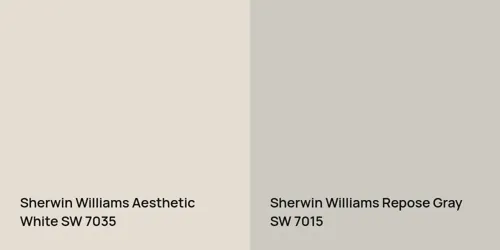 SW 7035 Aesthetic White vs SW 7015 Repose Gray