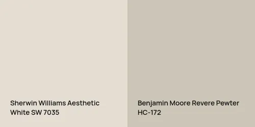 SW 7035 Aesthetic White vs HC-172 Revere Pewter