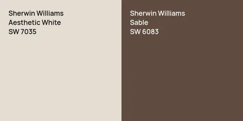 SW 7035 Aesthetic White vs SW 6083 Sable