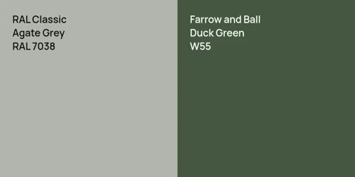 RAL 7038 Agate Grey vs W55 Duck Green