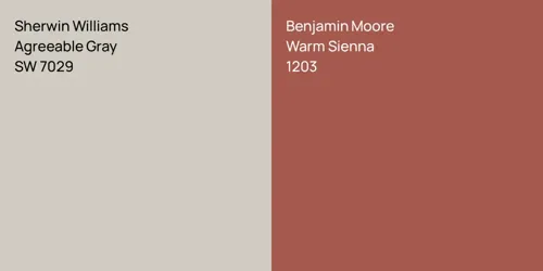 SW 7029 Agreeable Gray vs 1203 Warm Sienna