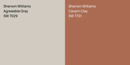 SW 7029 Agreeable Gray vs SW 7701 Cavern Clay