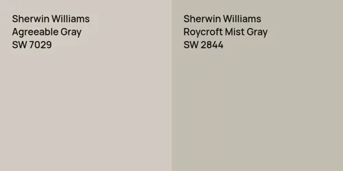 SW 7029 Agreeable Gray vs SW 2844 Roycroft Mist Gray