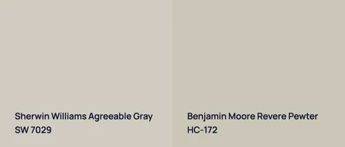 SW 7029 Agreeable Gray vs HC-172 Revere Pewter