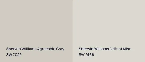 SW 7029 Agreeable Gray vs SW 9166 Drift of Mist