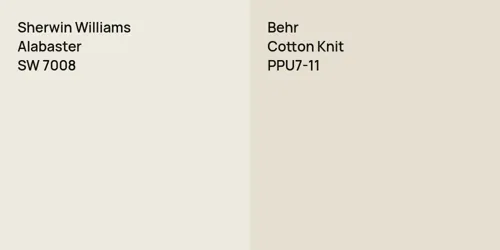 SW 7008 Alabaster vs PPU7-11 Cotton Knit