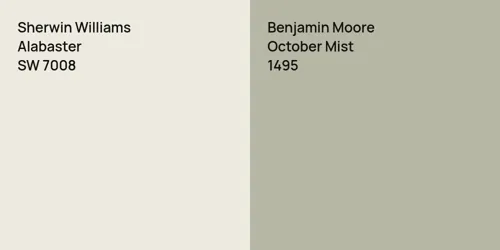 SW 7008 Alabaster vs 1495 October Mist