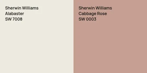 SW 7008 Alabaster vs SW 0003 Cabbage Rose