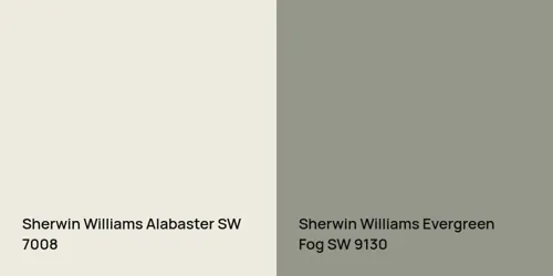 SW 7008 Alabaster vs SW 9130 Evergreen Fog