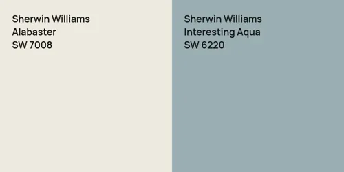 SW 7008 Alabaster vs SW 6220 Interesting Aqua