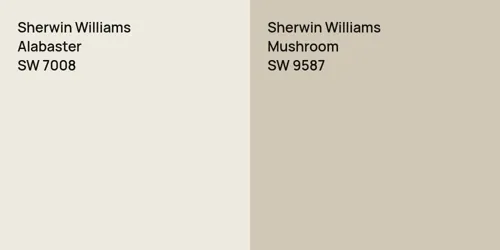 SW 7008 Alabaster vs SW 9587 Mushroom