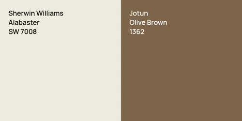 SW 7008 Alabaster vs 1362 Olive Brown