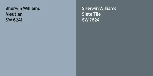 SW 6241 Aleutian vs SW 7624 Slate Tile