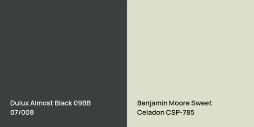 09BB 07/008 Almost Black vs CSP-785 Sweet Celadon