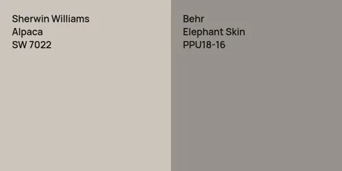 SW 7022 Alpaca vs PPU18-16 Elephant Skin