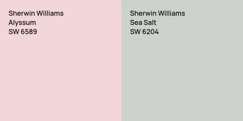 SW 6589 Alyssum vs SW 6204 Sea Salt