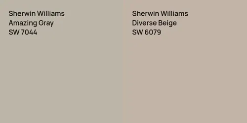 SW 7044 Amazing Gray vs SW 6079 Diverse Beige