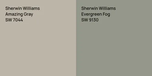 SW 7044 Amazing Gray vs SW 9130 Evergreen Fog