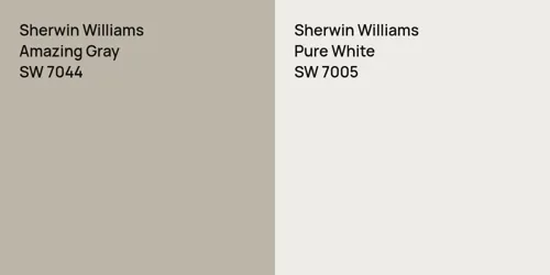 SW 7044 Amazing Gray vs SW 7005 Pure White