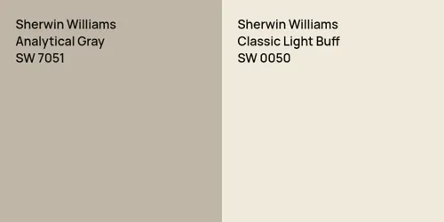 SW 7051 Analytical Gray vs SW 0050 Classic Light Buff