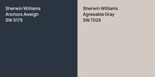 SW 9179 Anchors Aweigh vs SW 7029 Agreeable Gray