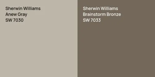 SW 7030 Anew Gray vs SW 7033 Brainstorm Bronze