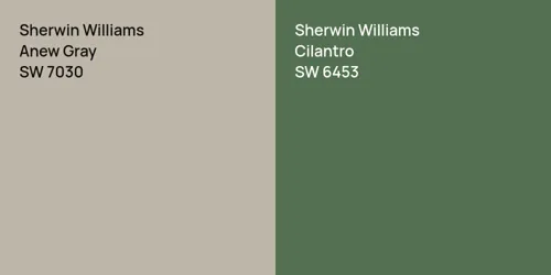 SW 7030 Anew Gray vs SW 6453 Cilantro