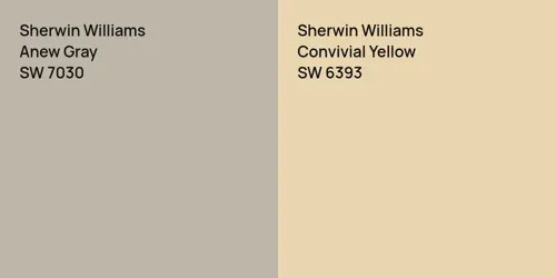 SW 7030 Anew Gray vs SW 6393 Convivial Yellow