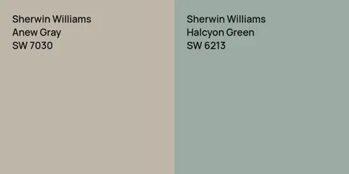 SW 7030 Anew Gray vs SW 6213 Halcyon Green